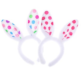 PLUSMAYI Bunny Ears Headbands 2pc,Cute Soft Touch rabbit ears headbands sequins pink easter bunny headbands