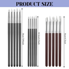 15 Pack Silicone Paint Brushes 5 Shapes Rubber Tip Silicone Sculpting Tools Paint Pens for Crafts Pottery Clay Nail Art, 0.11inch, 0.20inch, 0.31inch Heads