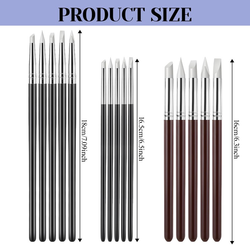 15 Pack Silicone Paint Brushes 5 Shapes Rubber Tip Silicone
