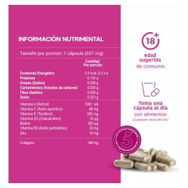 Suplemento en cápsula Lifeed5 Biotina Colágeno Hidrolizado Zinc Vitamina E y Vitamina B5 para cuidado de cabello piel y Uñas
