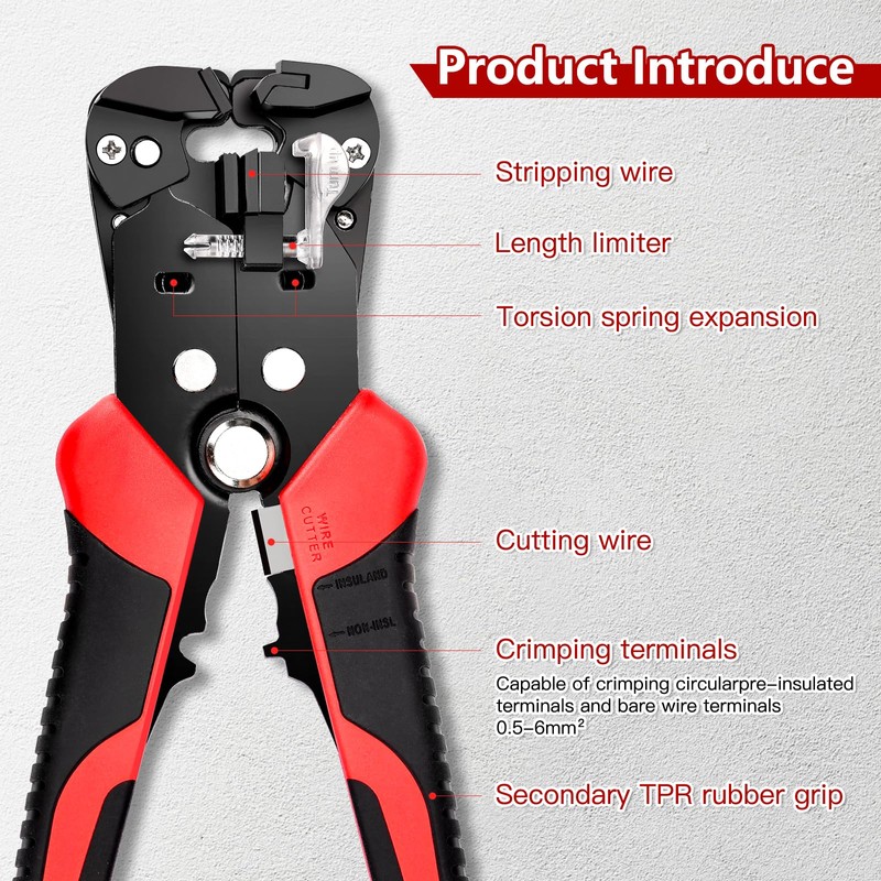 Wire Stripper, Automatic Wire Stripper and Cutting Pliers for 0.2-6mm²