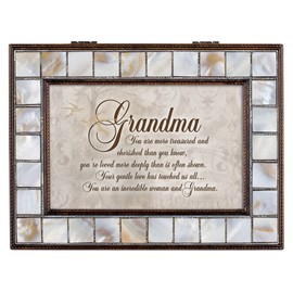 Cottage Garden Grandma Your Gentle Love Mother of Pearl Amber Jewelry Music Box Plays Edelweiss