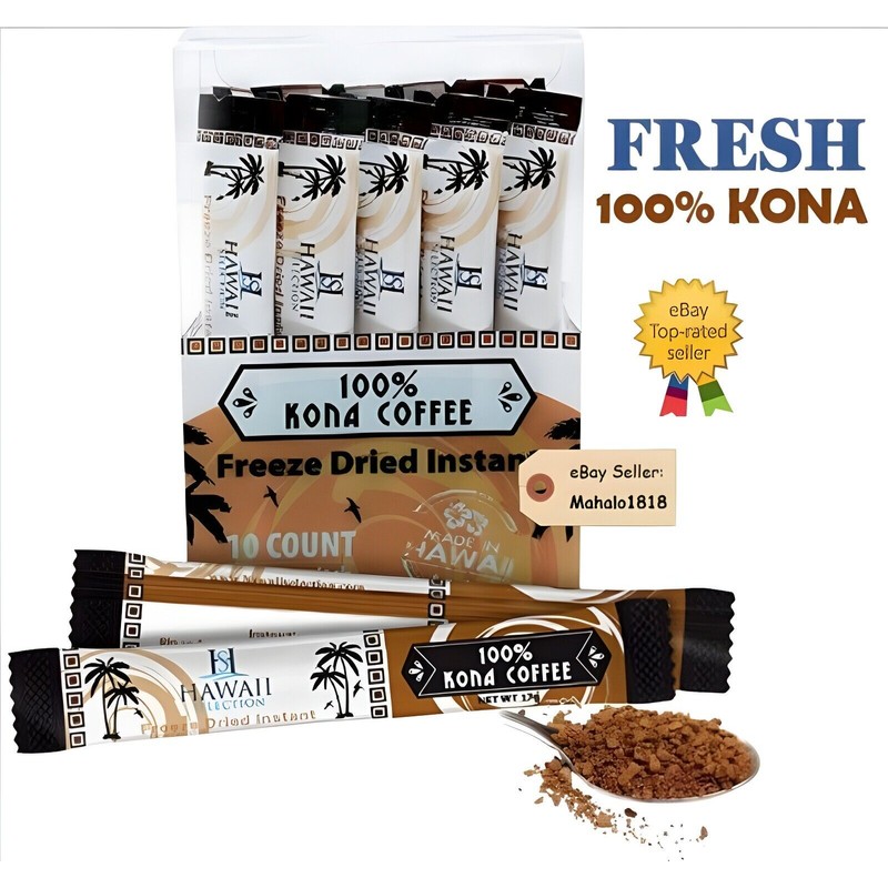 Hawaii Selection 10 stick 100% INSTANT KONA COFFEE Freeze Dried