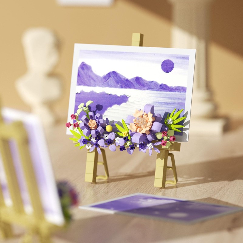 Vilbocr Mini Flower Building Bouquet Set，Block Easel for Desk Decorations