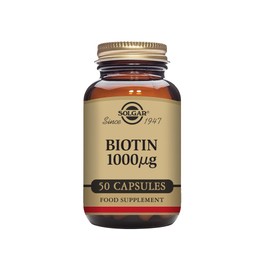 Solgar Biotin 1000 µg Vegetable Capsules - Pack of 50 - for Healthy Hair and Skin - Promotes Energy and Vitality - Vegan