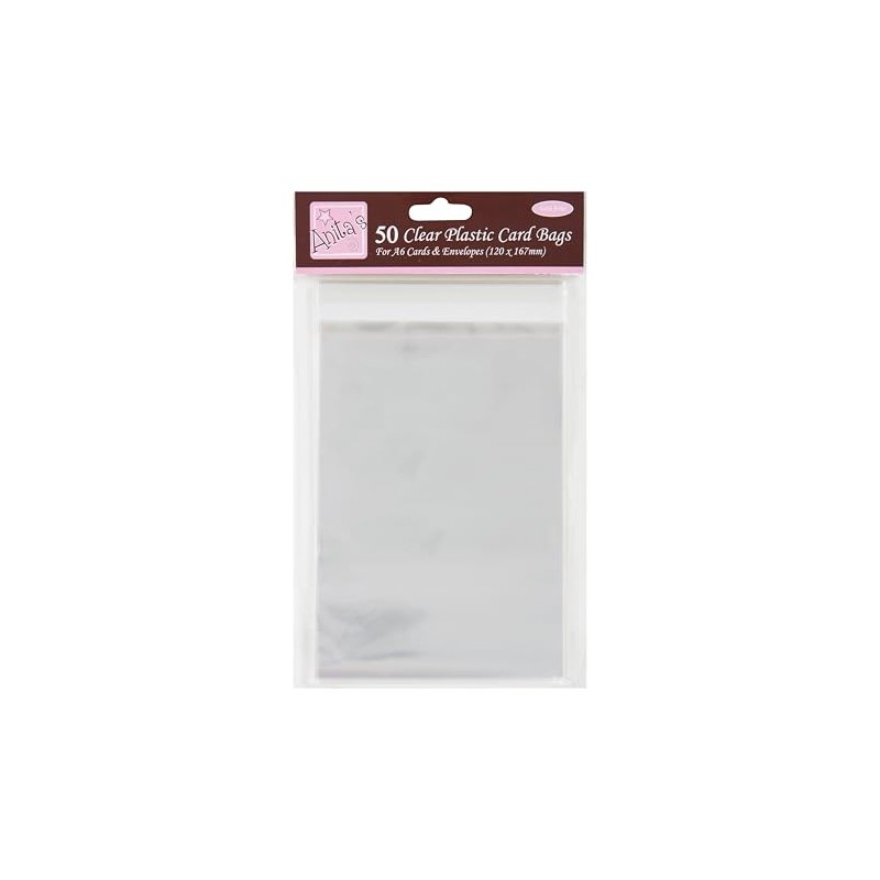 Anita's Card Bag, A6, Clear, Pack Of 50, Plastic Bag,