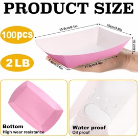 Incisite 200 Pcs Paper Food Trays, 2 Lb, Pink