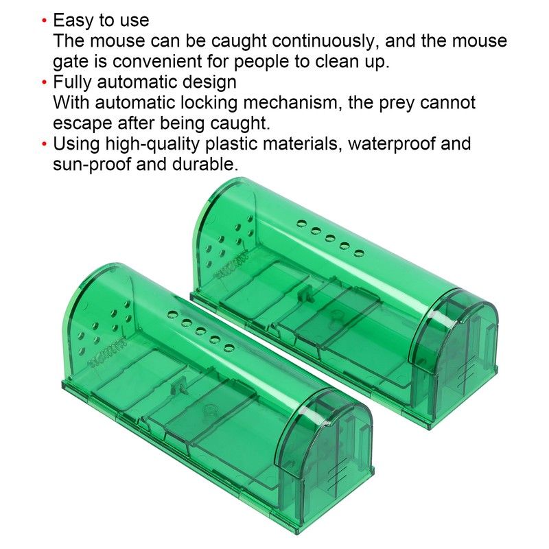 2Pcs Waterproof Mouse Trap Cage Automatic Plastic Mouse Catcher for