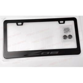 RED COBRA Black on Black Z06 C8  Premium Black Metal License Plate Frame Tag