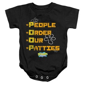 LOGOVISION Spongebob People Order Our Patties Unisex Infant Snap Suit for Baby, Black, 12 Months