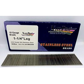 NailPRO 18 Gauge 1-1/4 inch Stainless Steel Brad Nails, 1,000 Pack