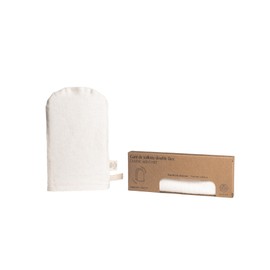 Ecotao Reusable Glove Makeup Remover Wash Mitt for Body & Face Gentle Washcloth for Cleansing & Hydrating, Double Sided Soft Scrub (Natural)