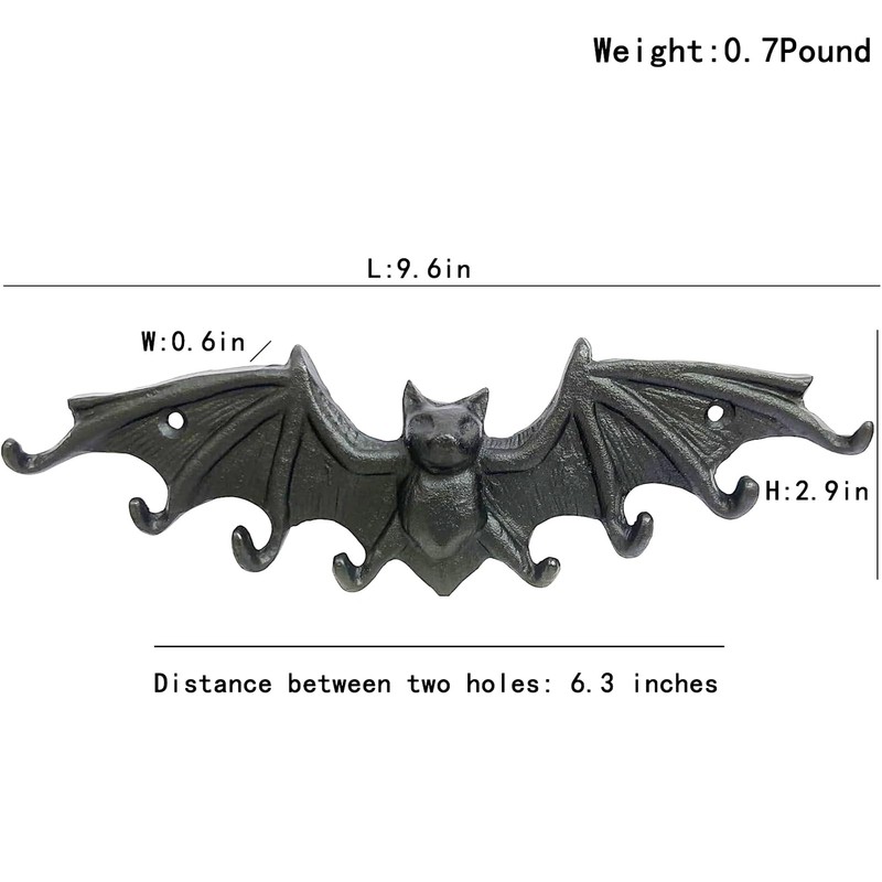 Womeet Coat Hooks Wall Mounted, Rustic Bat Key Hook Holder,