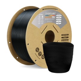 OVERTURE TPU High Speed Filament 1.75mm Flexible Roll, 95A Soft 3D Printer Filament, 2kg Spool (4.4 lbs), Fit Most FDM Printer (HS TPU 2kg Black 1-Pack)