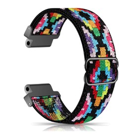 Compatible with Garmin Forerunner 235 Bands for Forerunner 220/230/235/620/630/735XT/235 Lite Women Men,Adjustable Stretchy Solo Loop Elastic Nylon Sport Strap for SmartWatch Replacement (Geometry)