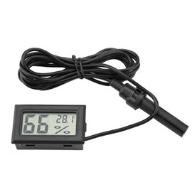Mini Thermometer Hygrometer Embedded Digital LCD Temperature Humidity Meter with External Sensor for Incubators Incubators Reptile Container Aquarium (-50°C ~ 70°C)