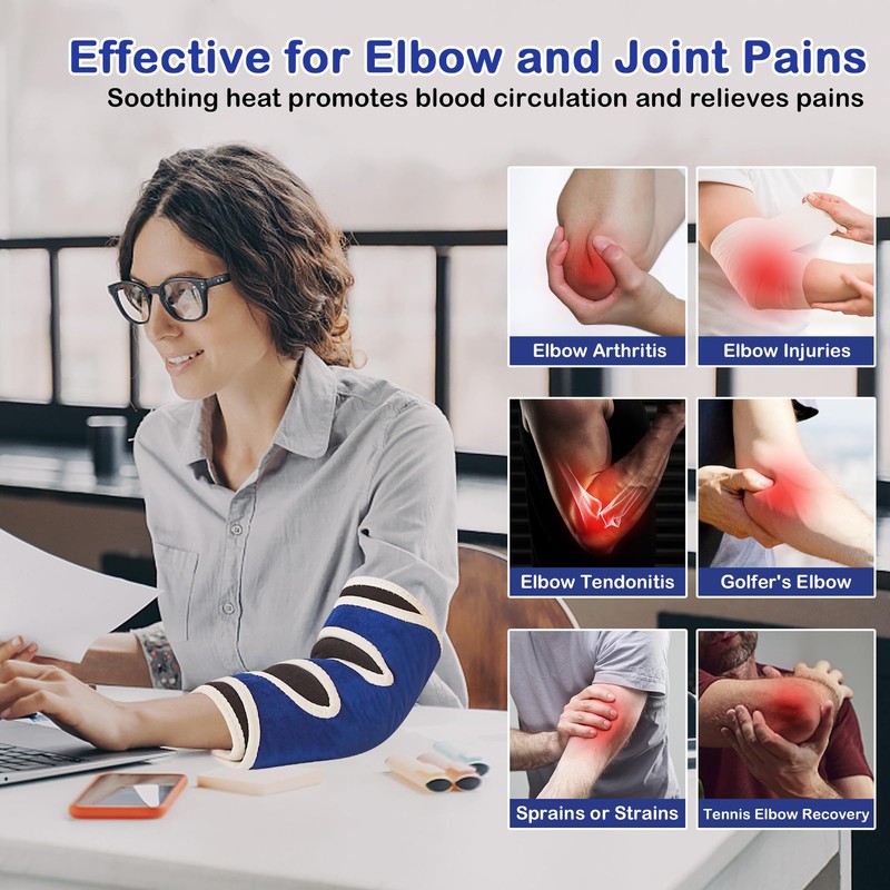 JOBYNA Elbow Heating Pad, Adjustable Tennis Elbow Pad for Men