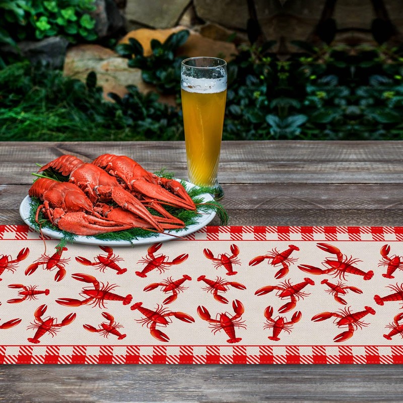 Pudodo Crawfish Boil Table Runner Lobster Seafood Boil Themed Buffalo