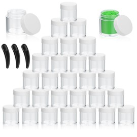 Pack of 30 Empty Cream Jars with Lids, Mini Cosmetic Jars Containers, 10 ml Lip Balm Jars Tins with 3 Pieces Mini Spatula, Travel Sample Container Set for Nail Art, Cream - (White)