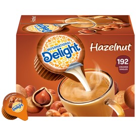 International Delight, SingleServe Coffee Creamers Pack of 1 Shelf Stable NonDairy Flavored Coffee Creamer Great for Home Use Offices Parties or Group Events, Hazelnut, 192 Count, (Pack of 192)