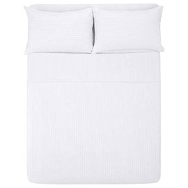 Melocotton Juego de Sábana Individual de Microfibra 1800 grabada a Rayas, Extra Suave, fácil de Lavar, Bed Sheets