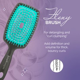Curl Keeper Flexy Hair Brush, Turquoise - Detangling Hair Brush with Flexible Bristles for Shower Use, Combing Through Curls & Removing Tangles - Lightweight Hair Accessories for All Hair Type