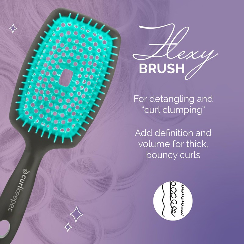 Curl Keeper Flexy Hair Brush, Turquoise - Detangling Hair Brush