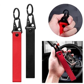 Zocvyi 2 PCS Motorcycle Keychains Car Key Chain, Black Red Fabric Keychain, Practical Multifunctional Keychain Heavy Duty Key Chain Tag for Men Women