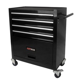 Holaki 4-Drawer Tool Cart on Wheels, Rolling Tool Box Tool Storage,Heavy Duty Utility Industrial Service Cart Organizer Tool Case with Locking System, for Mechanic, Warehouse, Garage, Workshop(Black)