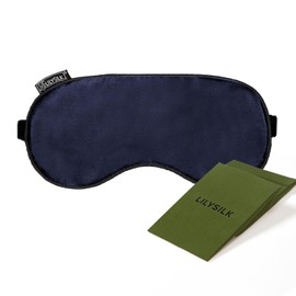 LILYSILK 100% Pure Silk Sleeping Mask Blindfold Natural Silk Filled Eye Cover Soft Skin-Friendly Sleeping Eye Mask with Adjustable Strap for Women and Men Dark Blue