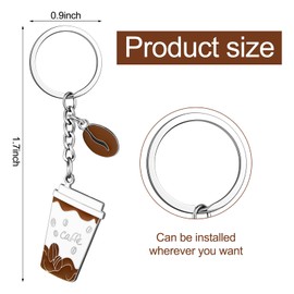 Quelay 10 Pcs Coffee Keychain Cute Coffee Lover Gift for Women Men Espresso Bean Cup Key Chain Bag Charm Decor for Backpack(Novel)