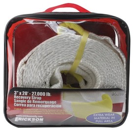 Erickson 59700 White 3" x 20' Recovery Strap, 27,000 lbs Breaking Strength, 13,500 lbs Maximum Vehicle Weight Capacity