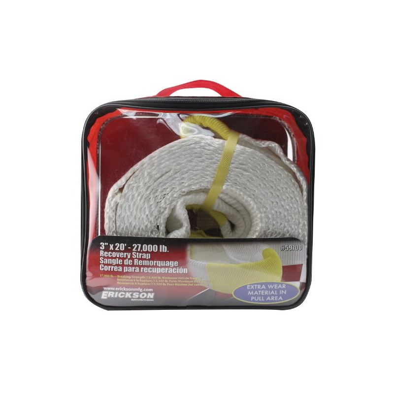 Erickson 59700 White 3" x 20' Recovery Strap, 27,000 lbs