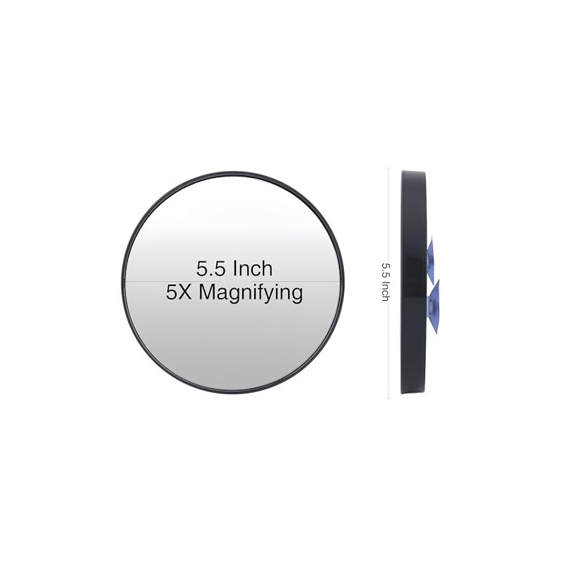 EMILYSTORES 5X Magnifying Mirror with Suction Cup Fixture 5.5 Inch