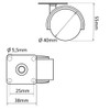 Aerzetix: 4 x Furniture Castors Swivel Diameter 40 mm Height