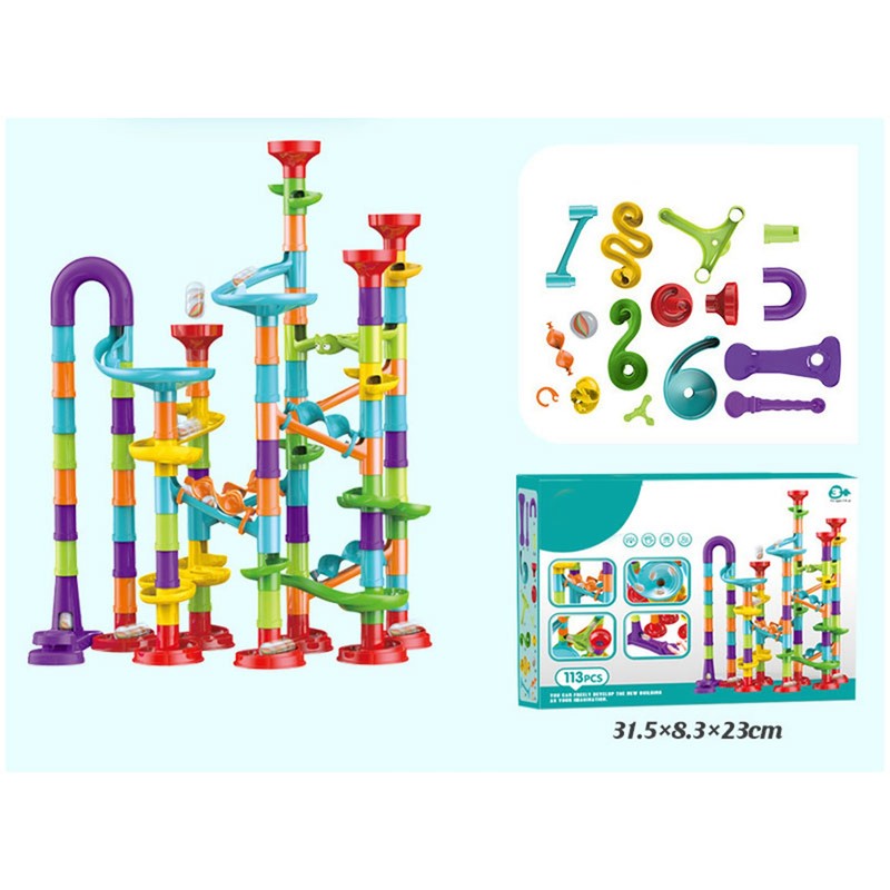 Roll Ball Track Building Blocks Colorful Stereoscopic Maze Stacking Toys