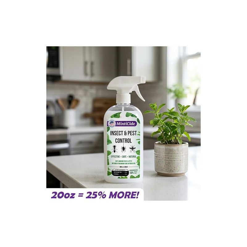 MintiCide Peppermint Oil Insect Repellent Spray, 20 oz Value Size,