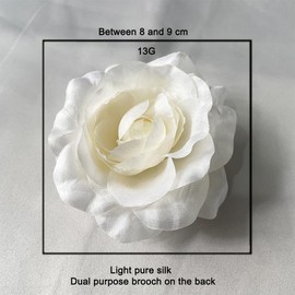 Beige Camellia Flower Brooch Silk Delicate Flowers Brooch Classic Wedding Party Banquet for Women Elegant Beautiful Lapel Pins Suit Ceremony Clothing Accessories Jewelry, Fabric, New