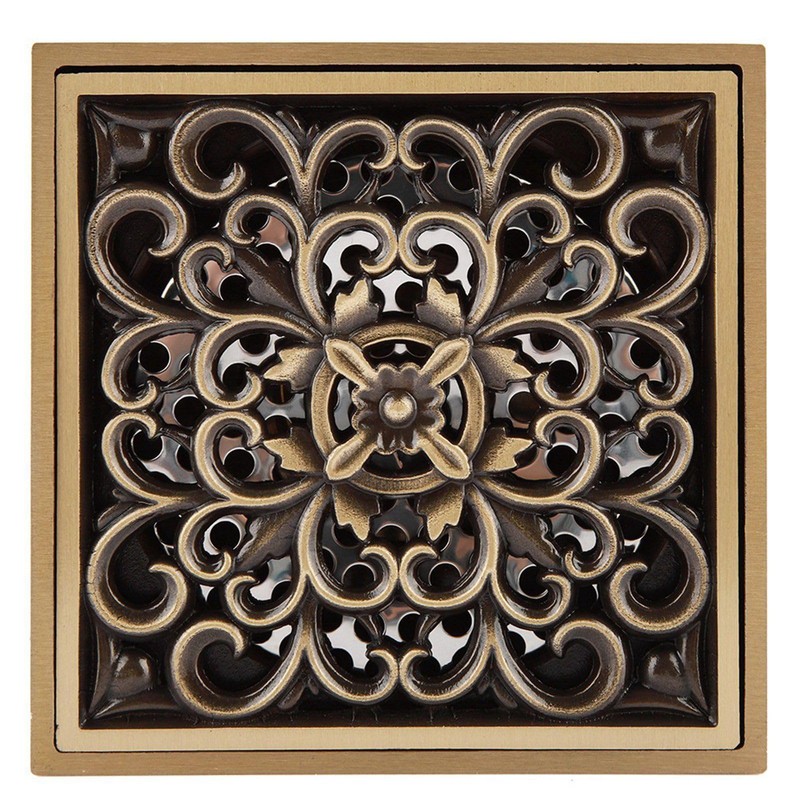 Brass Shower Drain Bathroom Floor Drain with Removable Cover Grid