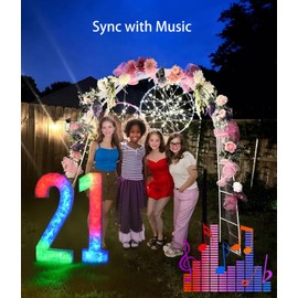 Colorful Marquee Number 7, 4FT Large Mosaic Numbers Light Up with Multicolor Options and Diverse Flashing Patterns, Plastic Foam Board Set for Birthdays Weddings, Baby Anniversaries Party Décor