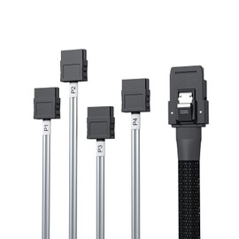 H!Fiber.com 6G Internal Mini SAS SFF-8087 to 4X SATA (7pin) Cable, Male to Female Fan-Out Cable, Hard Drive Data Transfer Cable, 6 Gbit/s, 0.8-Meter(2.6ft)