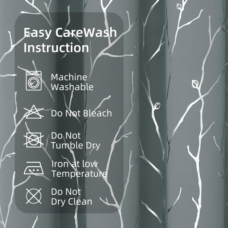 BUHUA Grey Blackout Curtain Panels, Room Darkening Curtains 96 Inches