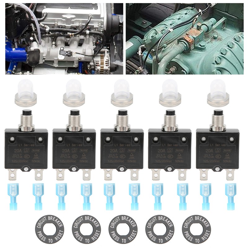20A Overload Thermal Circuit Breaker with Quick Connect Terminals Waterproof