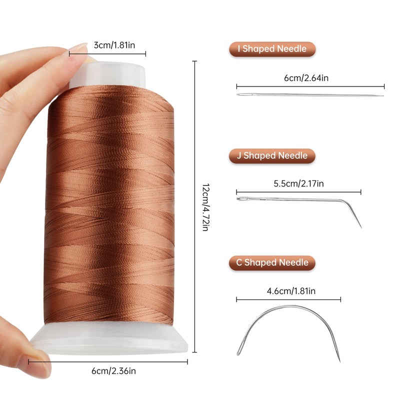 Beauty7 BrownThread with Curved & Straight Needles Hand Sewing Weaving