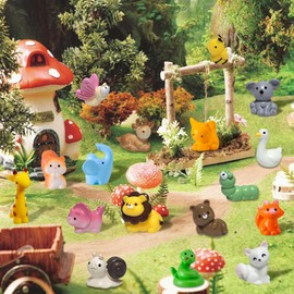48pcs Mini Resin Animals, Tiny Resin Animals Figurines for Fairy Garden Accessories & Dollhouse Decorations, Miniature Figurines Bulk for Craft Decor DIY Micro Landscape Scenes, Birthday Party Favors