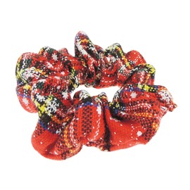 Ladies Girls Red Green Tartan Snowflake Festive Christmas Hair Elastic (Red Yellow)