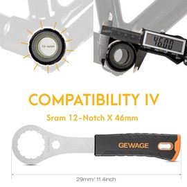 Exbrith Spetsbst Bicycle Centre Lock Tool, Centre Lock Tool, Bicycle Bottom Bracket Key, with 2 Adapters and 1 Crank Cover Tool, Compatible with Shimano Hollowtech II/BB9000/BBR60