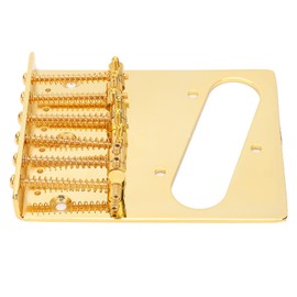 6 Saddle Guitar Bridge Single Coil Pickup Slot, Standard Series Telecaster Bridge Assembly Pre-wired Control Plate with Roller Bridge Set(gold)