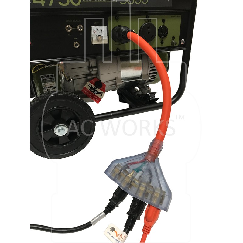 AC WORKS L5-30 30Amp 3-Prong Locking Generator Distribution Cord (1.5FT