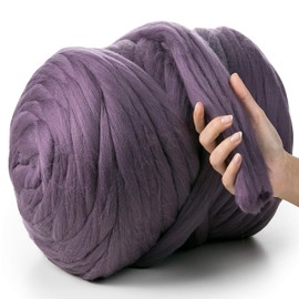 MeriWoolArt® 100% XXL Merino Wool Yarn, 4 - 5 cm Thick Wool Yarn, Felting Wool Dry Felting, Wet Felting, DIY Wool Yarn Blanket, Baby Wool, Arm Knitting Blanket Yarn, Powder Purple, 25 g